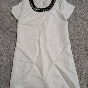 Kate Spade embellished Gail sheath dress in cream with a black beaded neckline